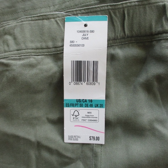 NWT - JONES New York green casual pants w/stretch waist - sz 16 - MSRP $79.00 - Picture 2 of 3